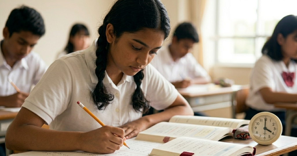 Student preparing for the JLPT exam